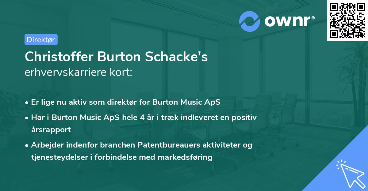 Christoffer Burton Schacke's erhvervskarriere kort