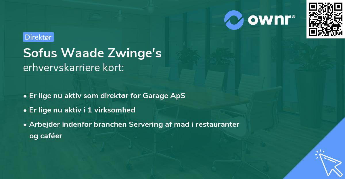 Sofus Waade Zwinge's erhvervskarriere kort