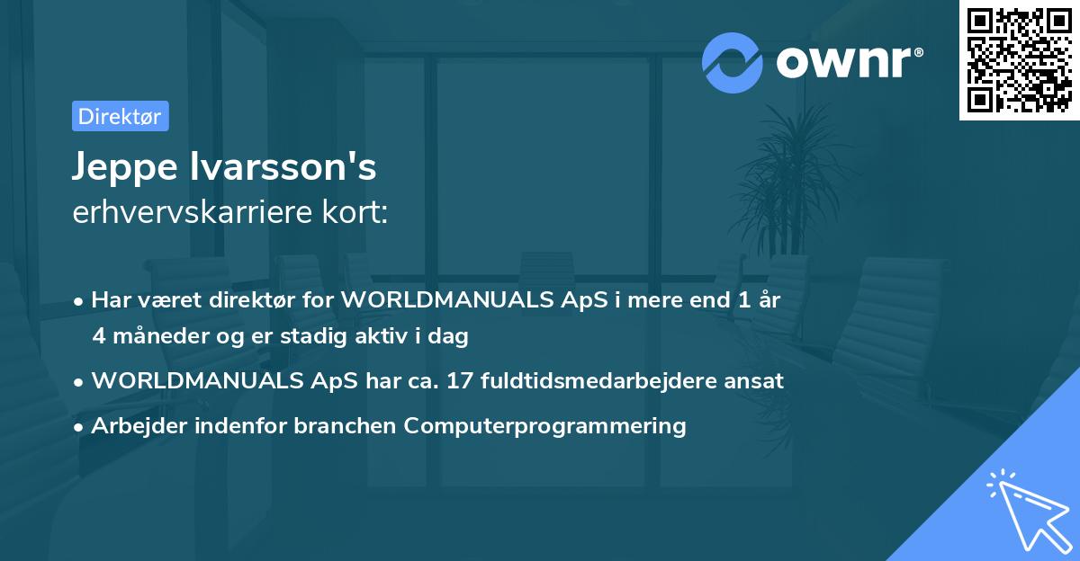 Jeppe Ivarsson's erhvervskarriere kort