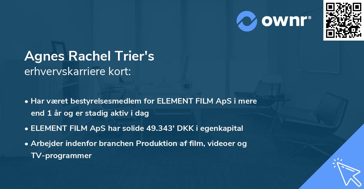 Agnes Rachel Trier's erhvervskarriere kort