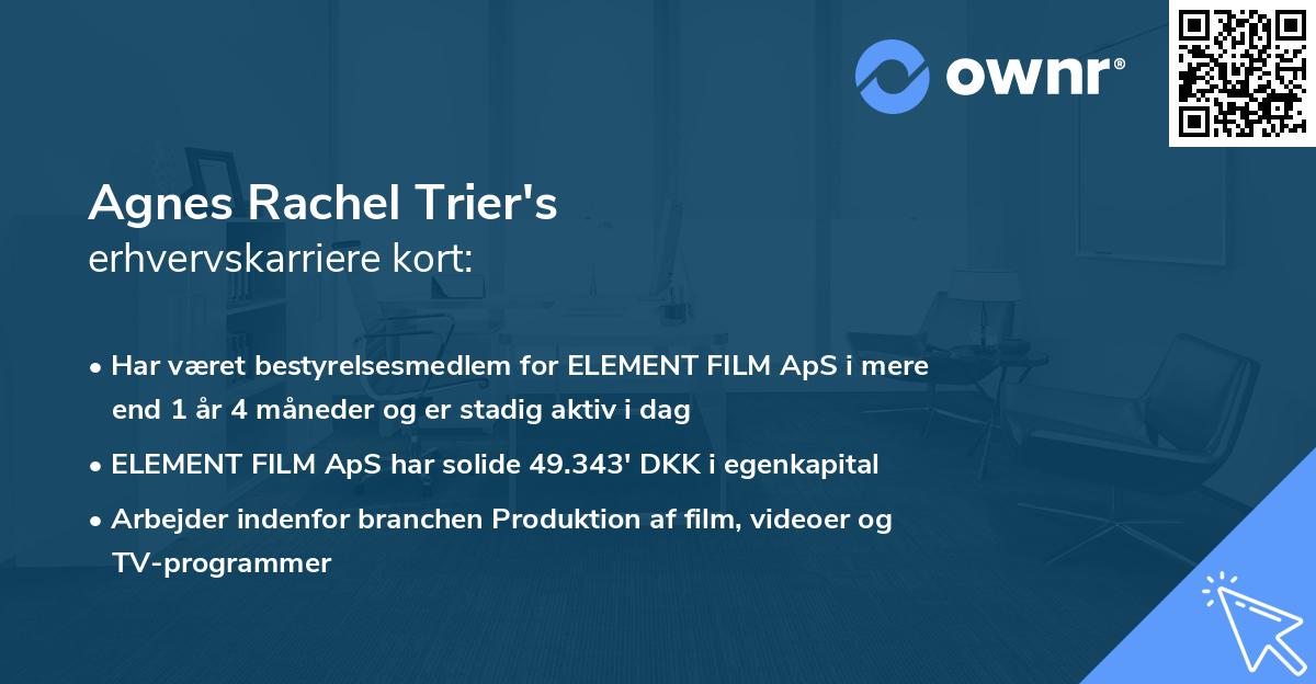 Agnes Rachel Trier's erhvervskarriere kort