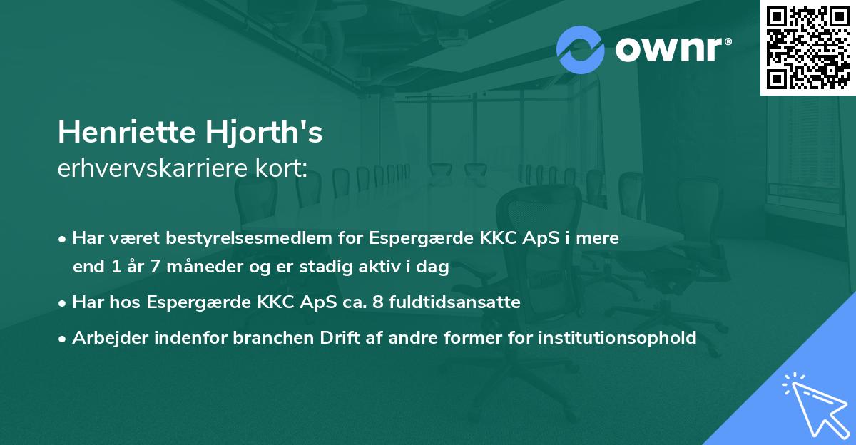 Henriette Hjorth's erhvervskarriere kort