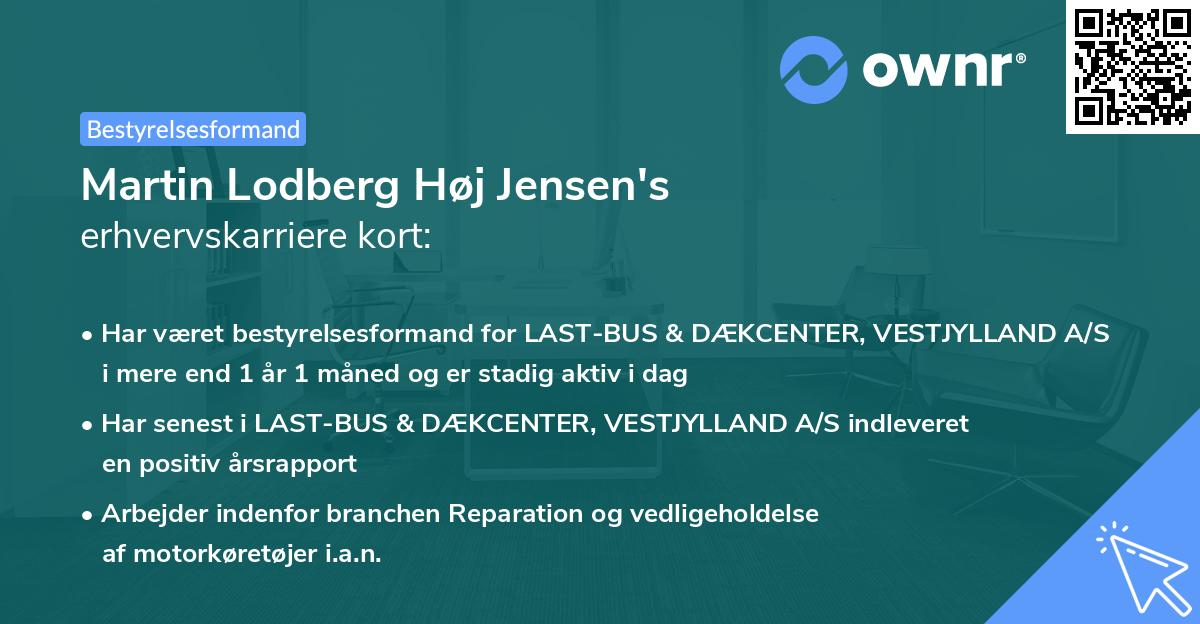 Martin Lodberg Høj Jensen's erhvervskarriere kort