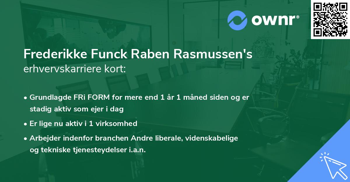 Frederikke Funck Raben Rasmussen's erhvervskarriere kort
