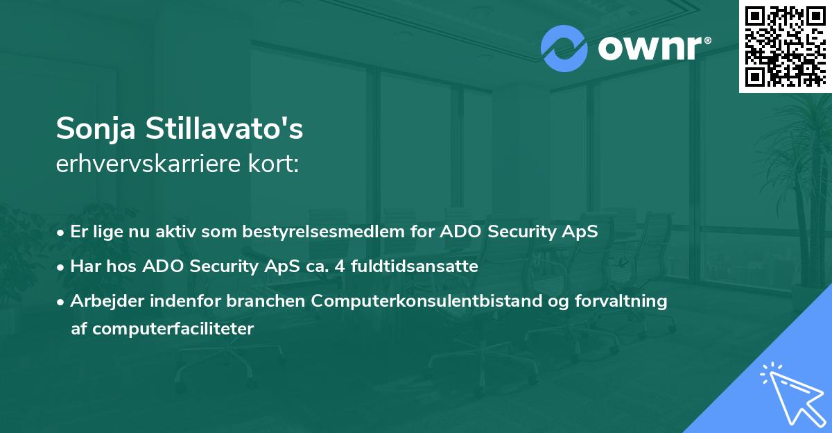 Sonja Stillavato's erhvervskarriere kort