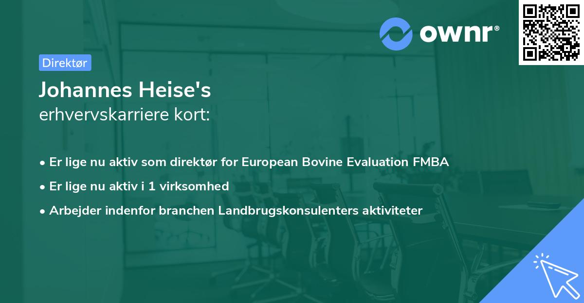 Johannes Heise's erhvervskarriere kort