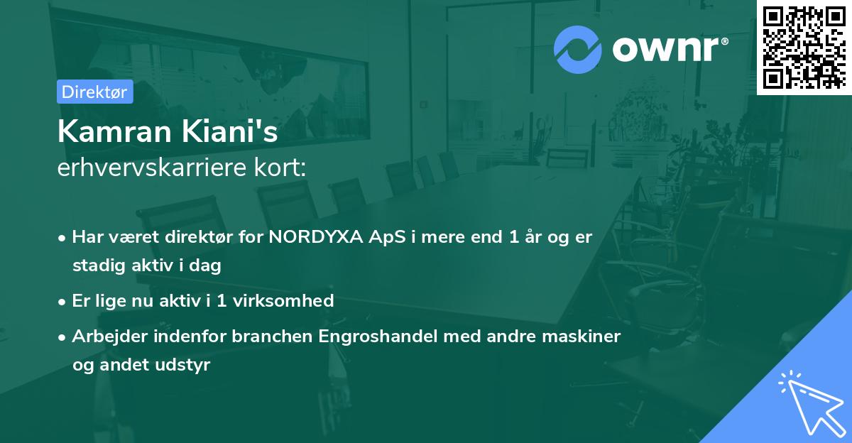 Kamran Kiani's erhvervskarriere kort