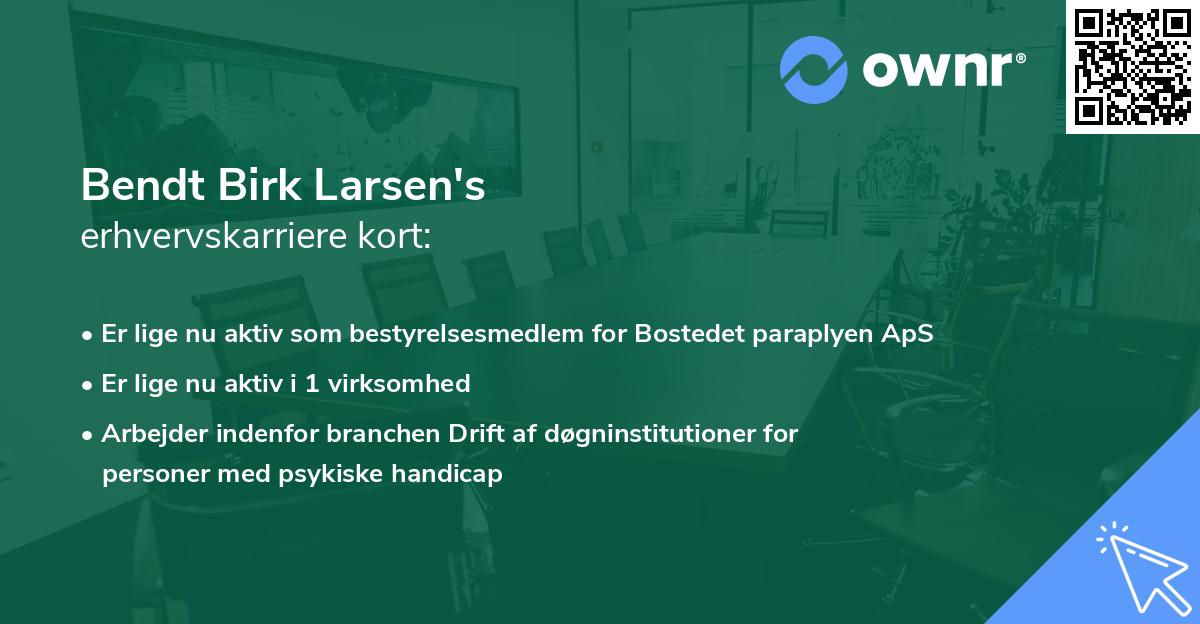Bendt Birk Larsen's erhvervskarriere kort
