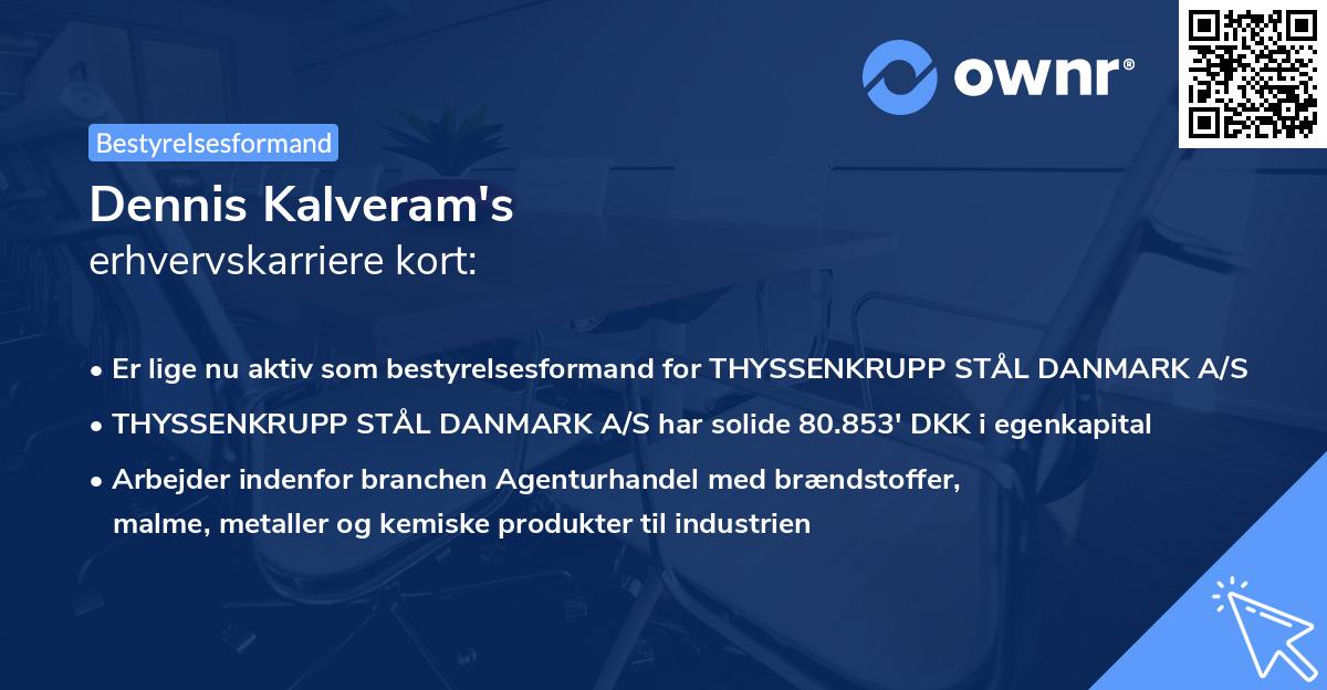 Dennis Kalveram's erhvervskarriere kort