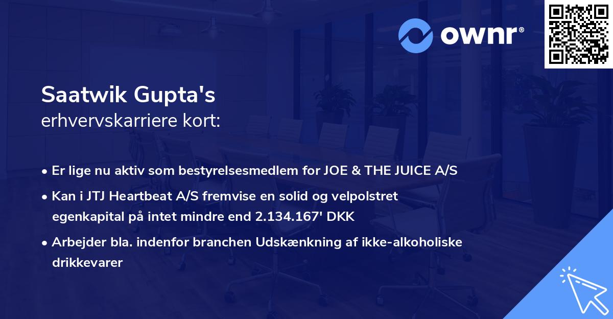 Saatwik Gupta's erhvervskarriere kort