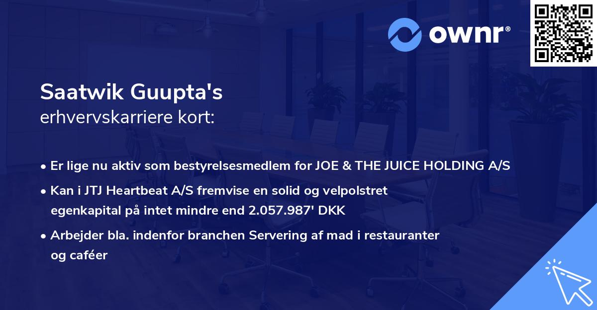 Saatwik Guupta's erhvervskarriere kort