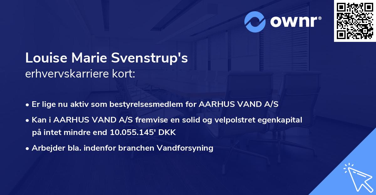 Louise Marie Svenstrup's erhvervskarriere kort