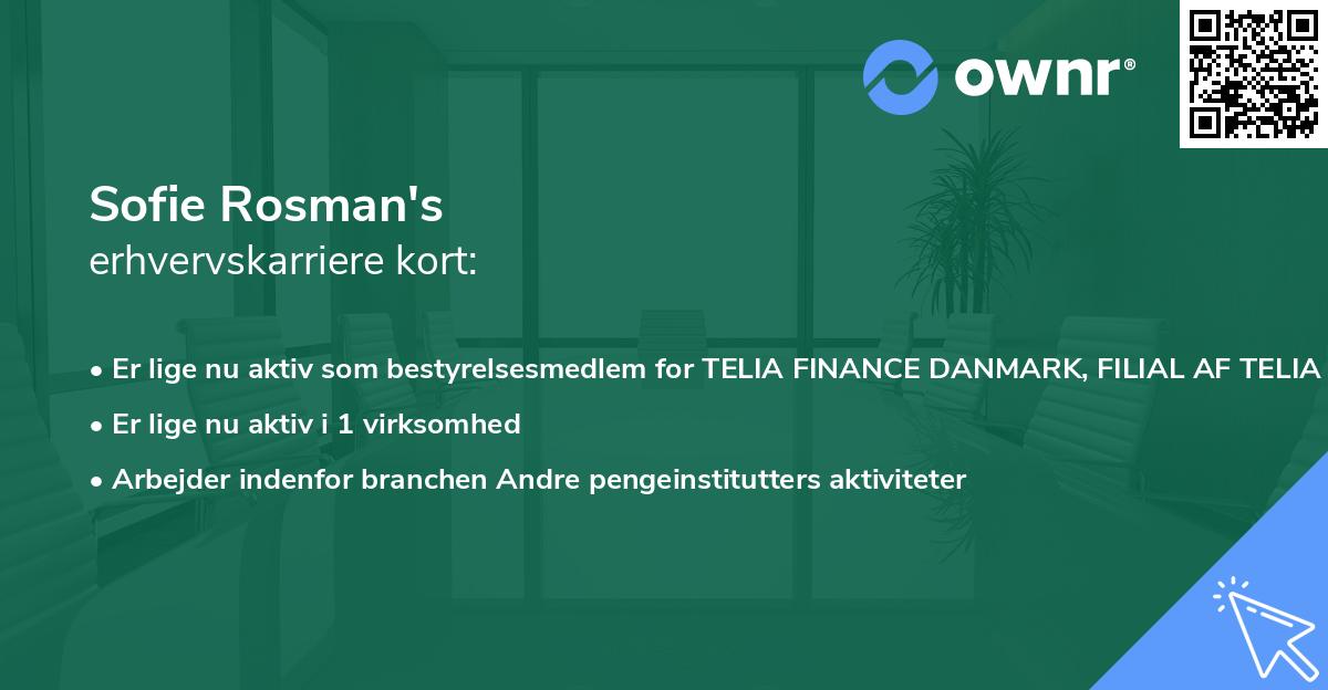 Sofie Rosman's erhvervskarriere kort