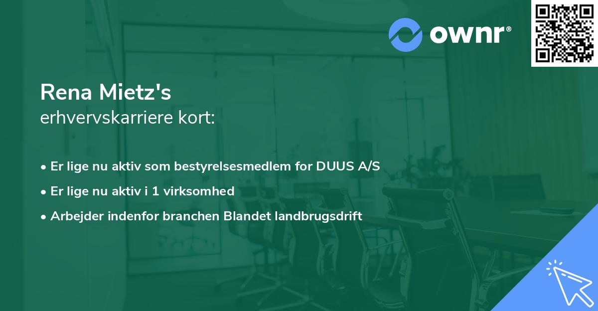 Rena Mietz's erhvervskarriere kort