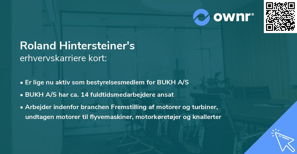 Roland Hintersteiner's erhvervskarriere kort