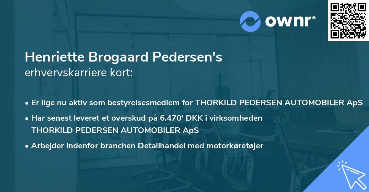 Henriette Brogaard Pedersen's erhvervskarriere kort