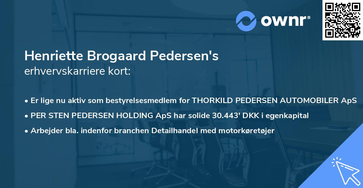 Henriette Brogaard Pedersen's erhvervskarriere kort