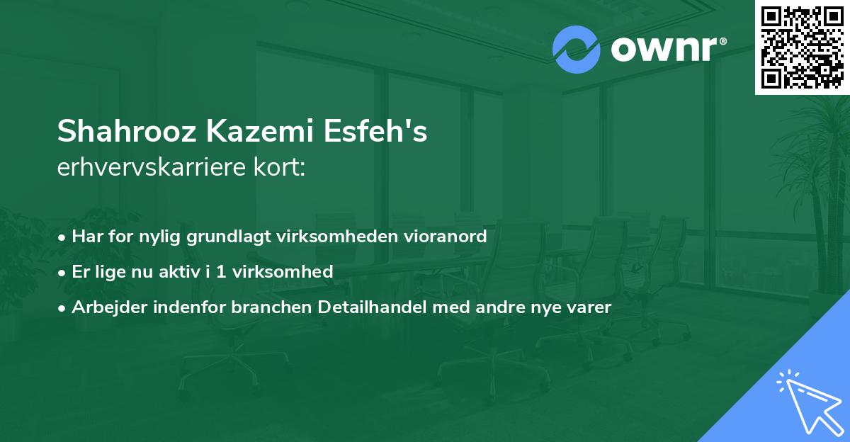 Shahrooz Kazemi Esfeh's erhvervskarriere kort