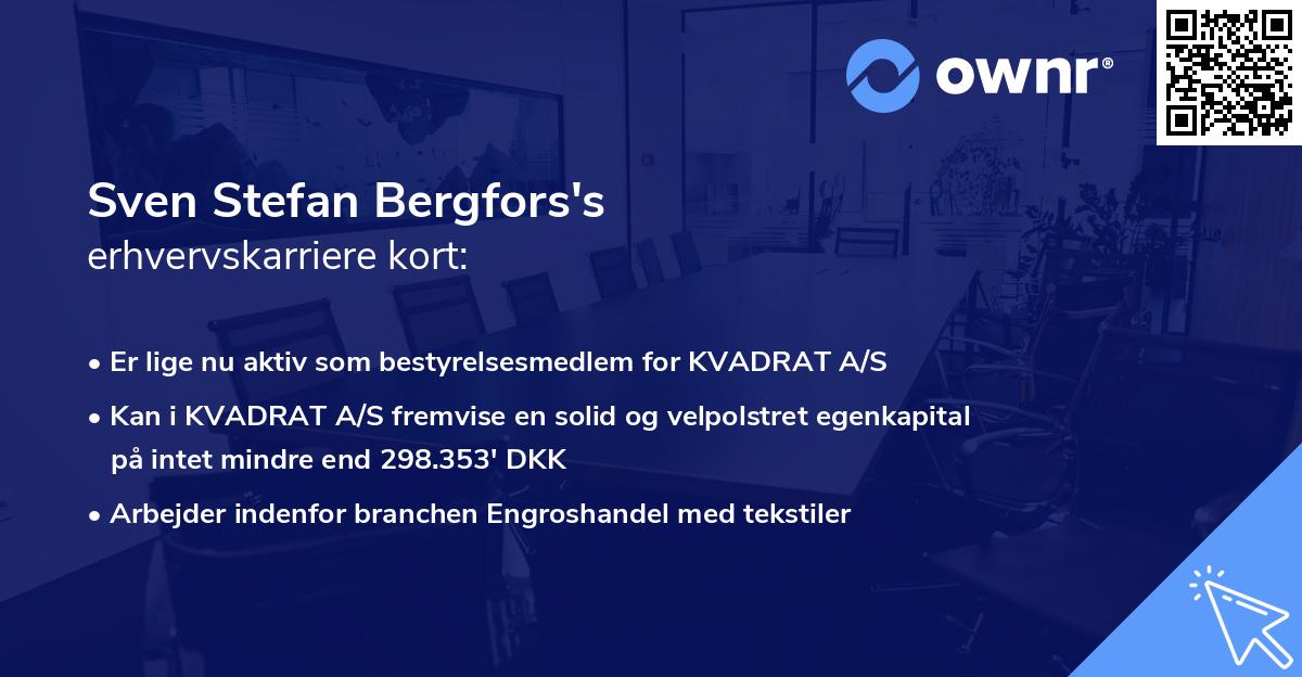Sven Stefan Bergfors's erhvervskarriere kort