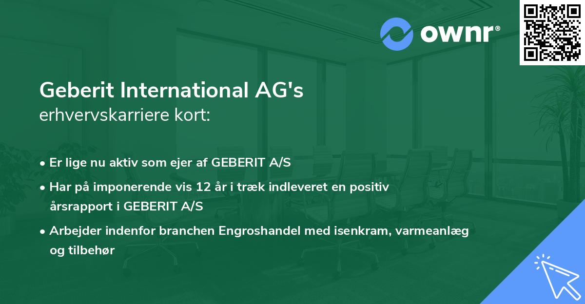 Geberit International AG's erhvervskarriere kort