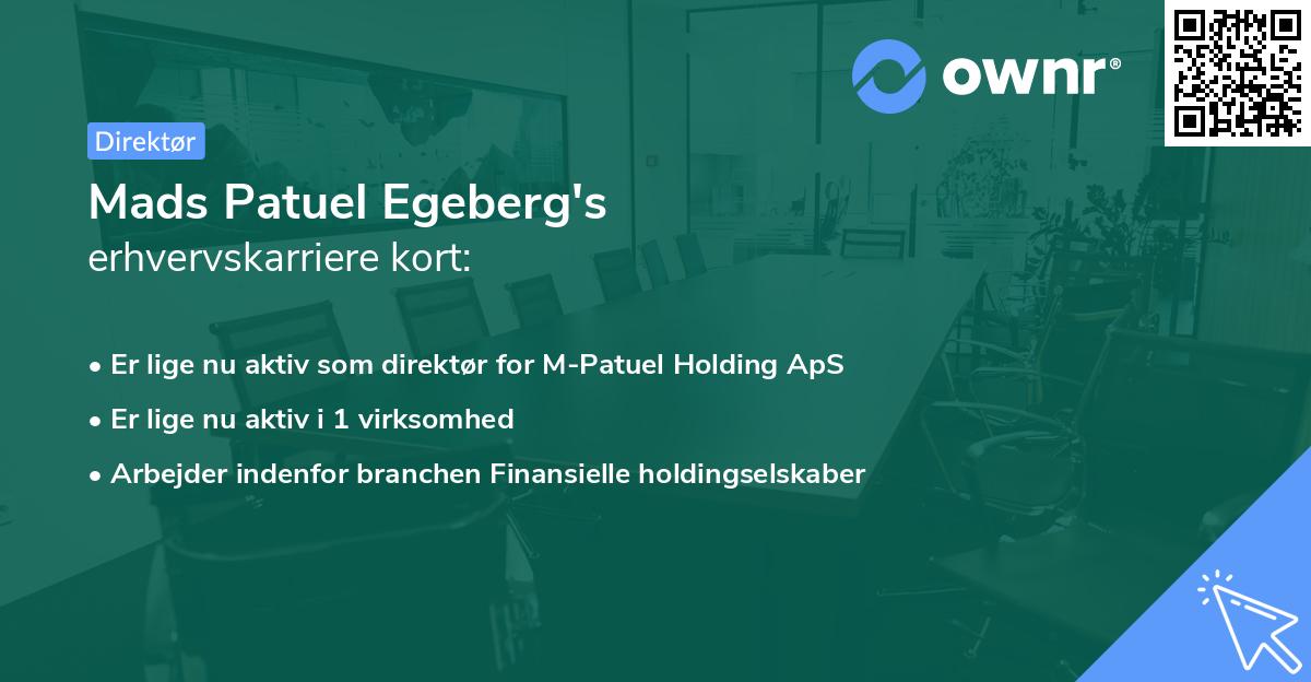 Mads Patuel Egeberg's erhvervskarriere kort
