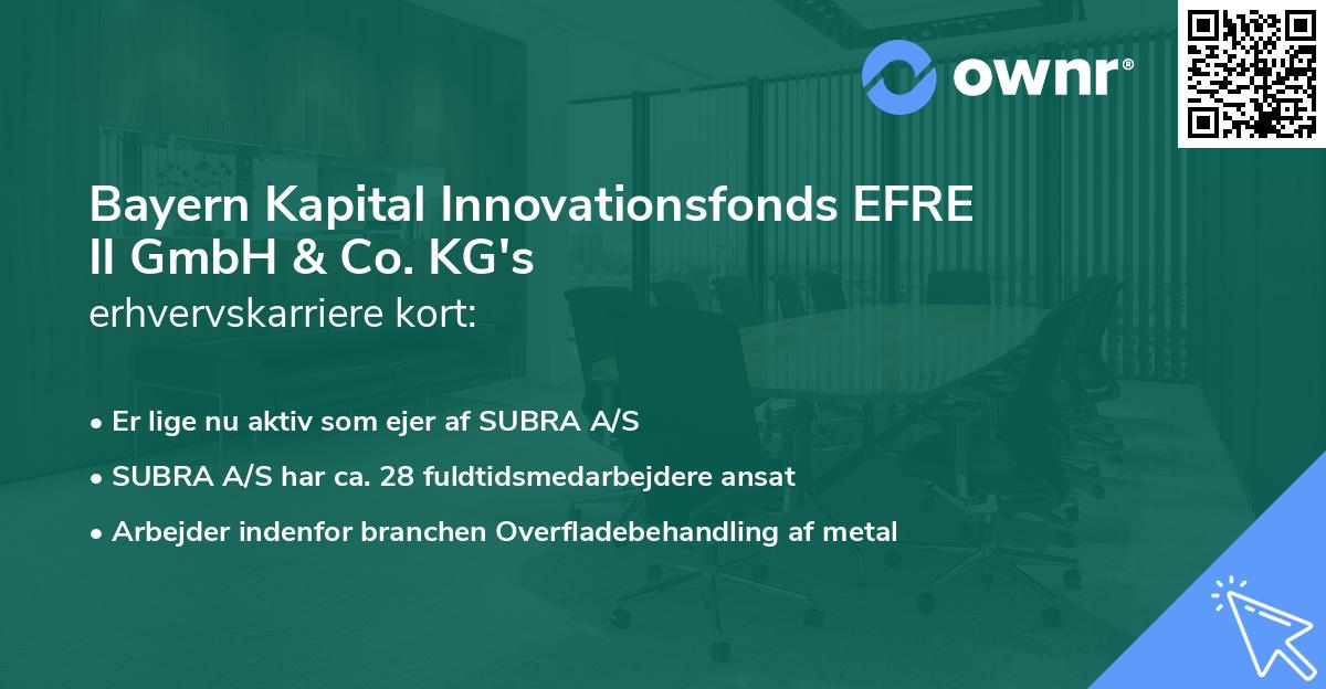 Bayern Kapital Innovationsfonds EFRE II GmbH & Co. KG's erhvervskarriere kort