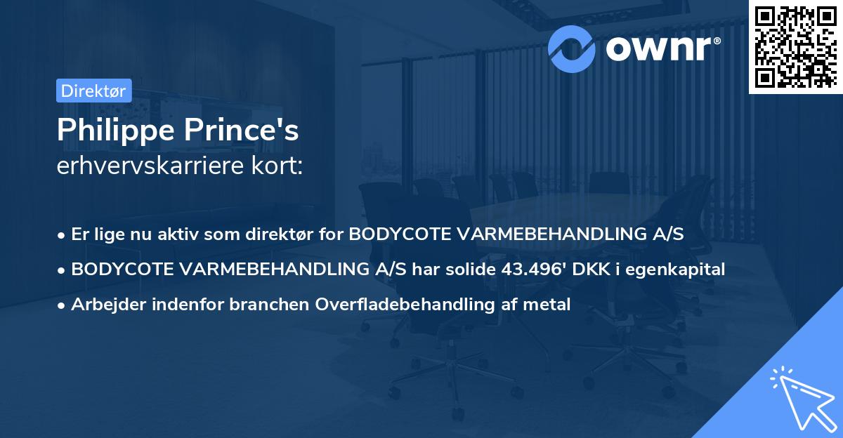 Philippe Prince's erhvervskarriere kort