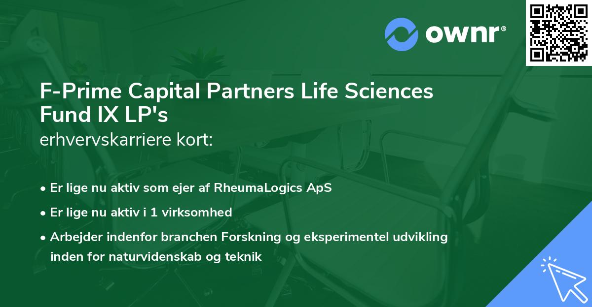 F-Prime Capital Partners Life Sciences Fund IX LP's erhvervskarriere kort