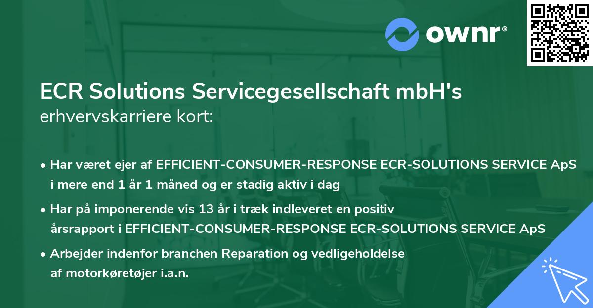 ECR Solutions Servicegesellschaft mbH's erhvervskarriere kort
