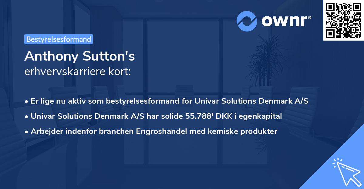 Anthony Sutton's erhvervskarriere kort