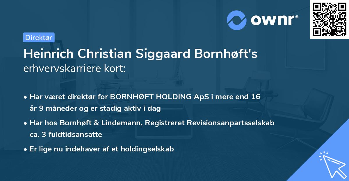 Heinrich Christian Siggaard Bornhøft's erhvervskarriere kort