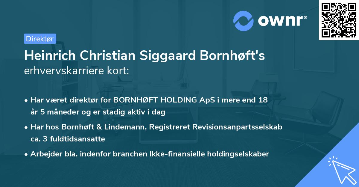 Heinrich Christian Siggaard Bornhøft's erhvervskarriere kort