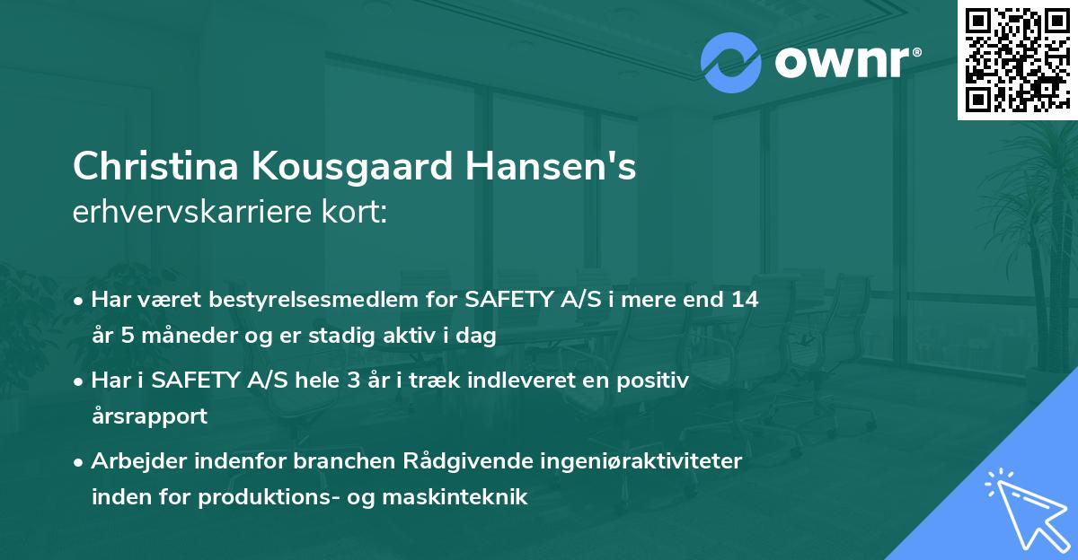 Christina Kousgaard Hansen's erhvervskarriere kort