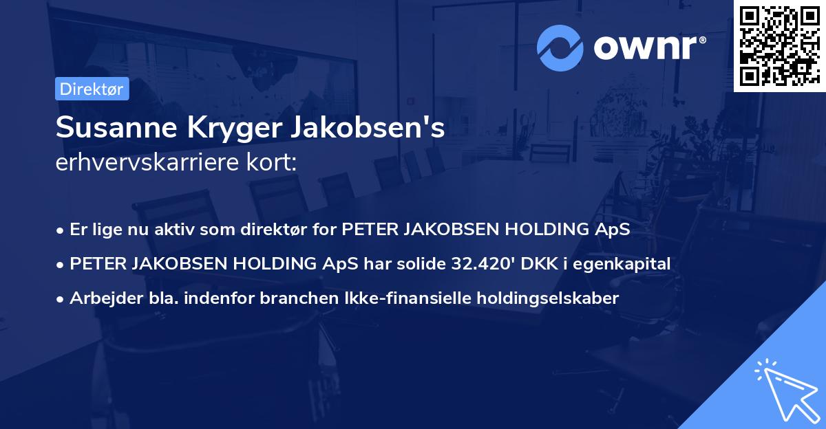 Susanne Kryger Jakobsen's erhvervskarriere kort