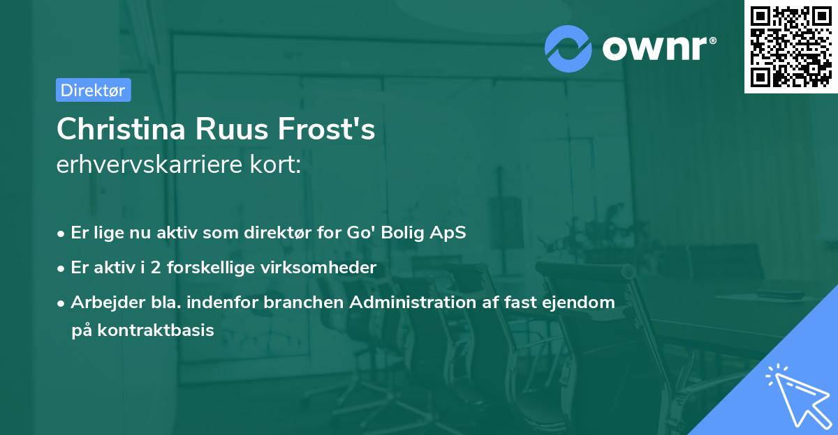 Christina Ruus Frost's erhvervskarriere kort