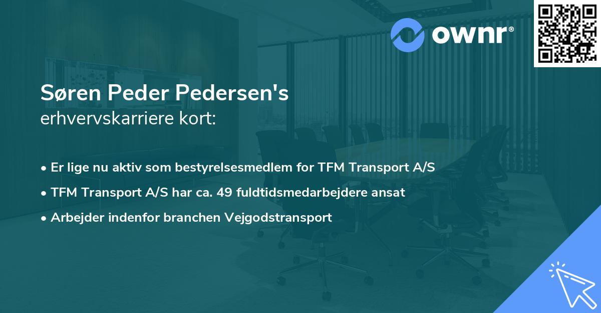 Søren Peder Pedersen's erhvervskarriere kort