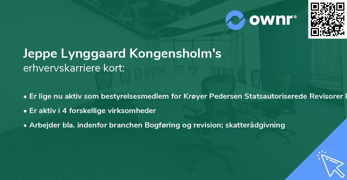 Jeppe Lynggaard Kongensholm's erhvervskarriere kort