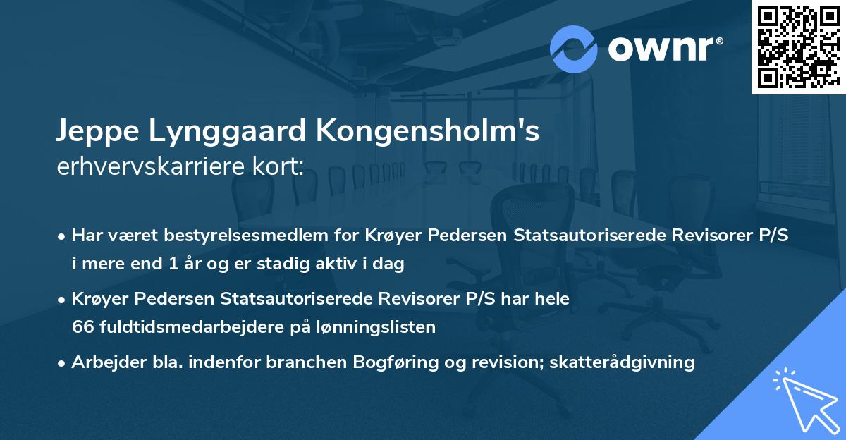 Jeppe Lynggaard Kongensholm's erhvervskarriere kort
