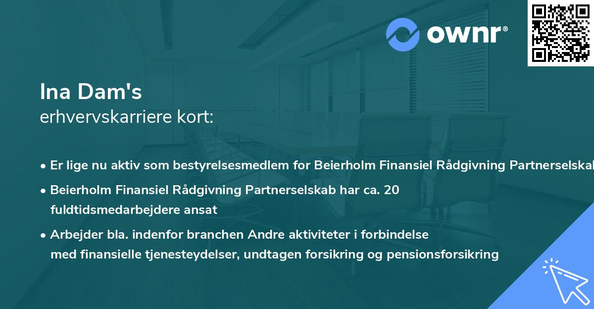 Ina Dam's erhvervskarriere kort