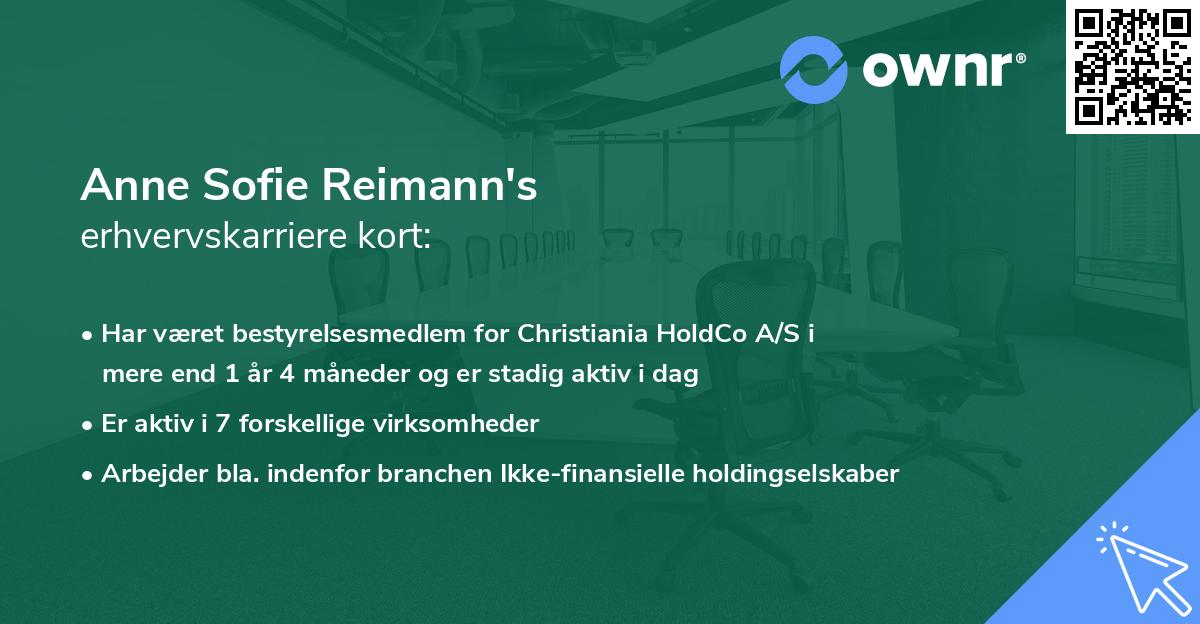 Anne Sofie Reimann's erhvervskarriere kort