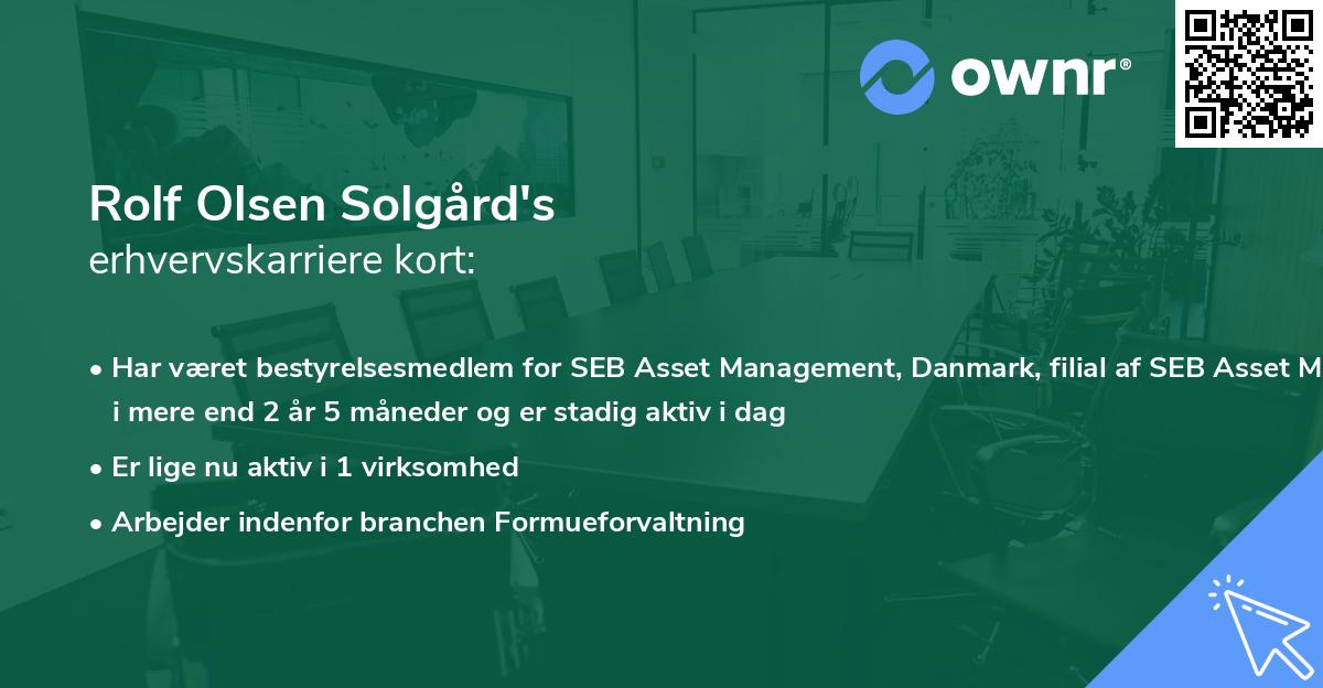 Rolf Olsen Solgård's erhvervskarriere kort