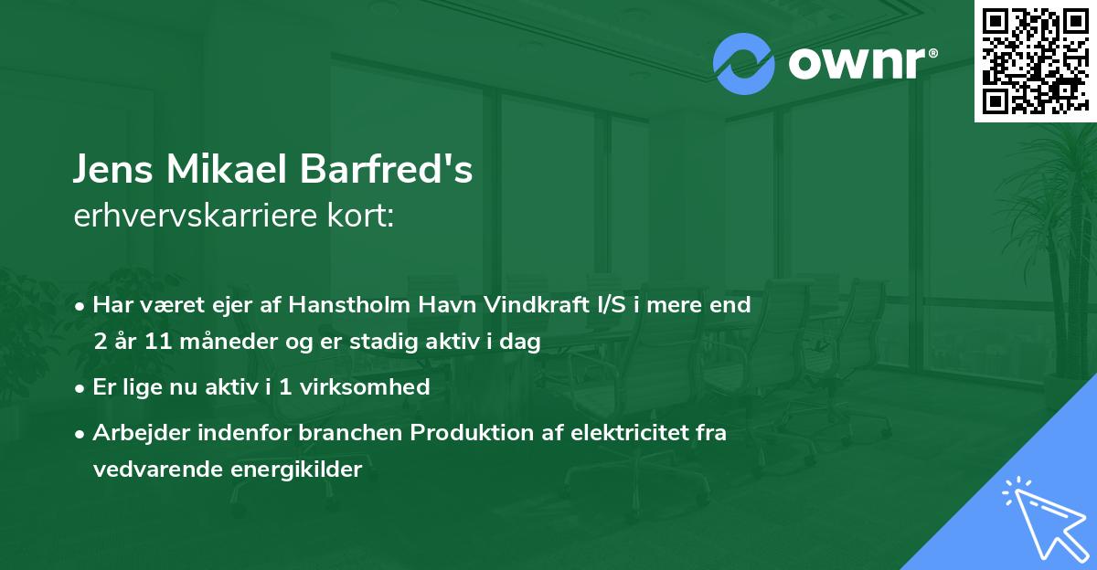 Jens Mikael Barfred's erhvervskarriere kort