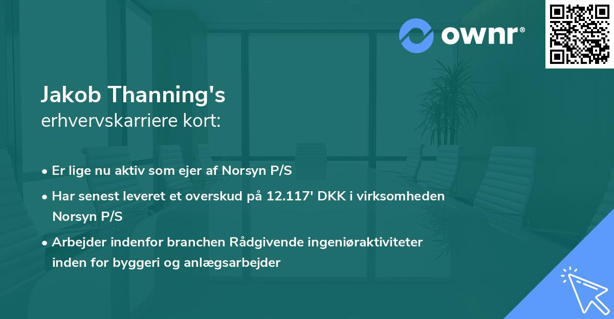 Jakob Thanning's erhvervskarriere kort