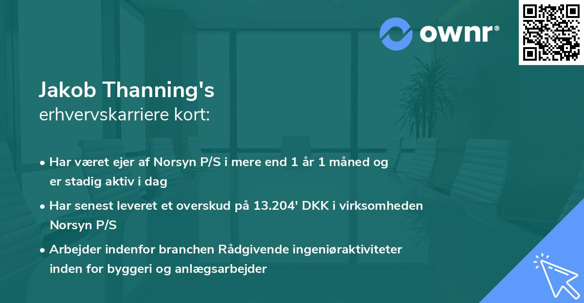 Jakob Thanning's erhvervskarriere kort