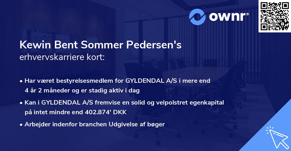 Kewin Bent Sommer Pedersen's erhvervskarriere kort