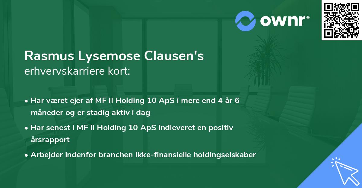 Rasmus Lysemose Clausen's erhvervskarriere kort
