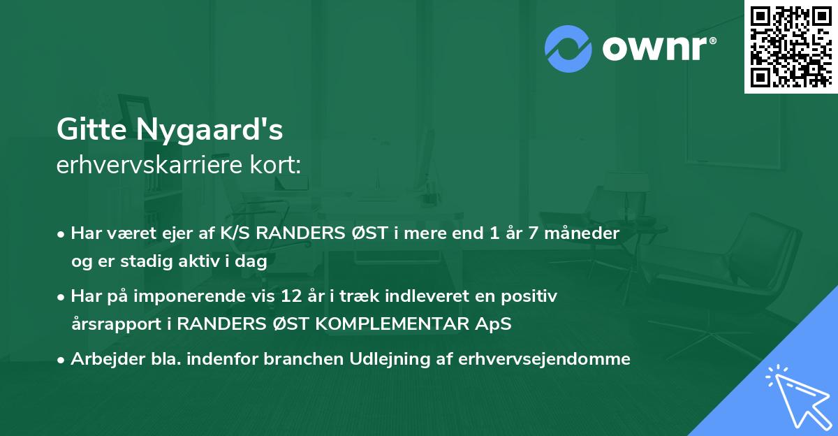 Gitte Nygaard's erhvervskarriere kort