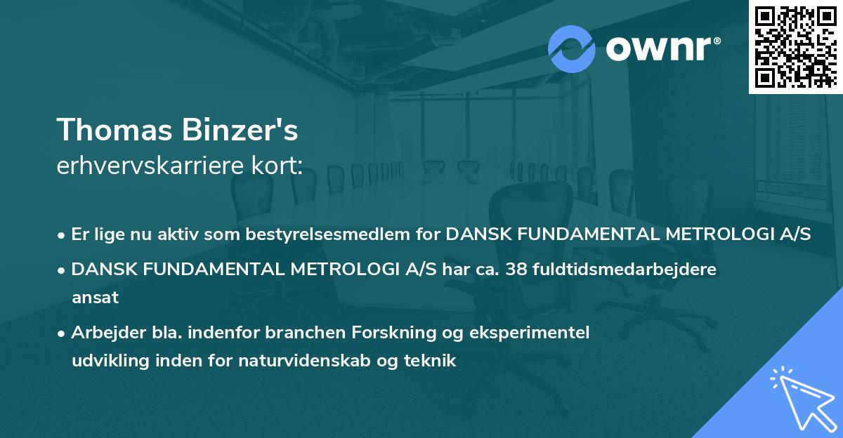 Thomas Binzer's erhvervskarriere kort