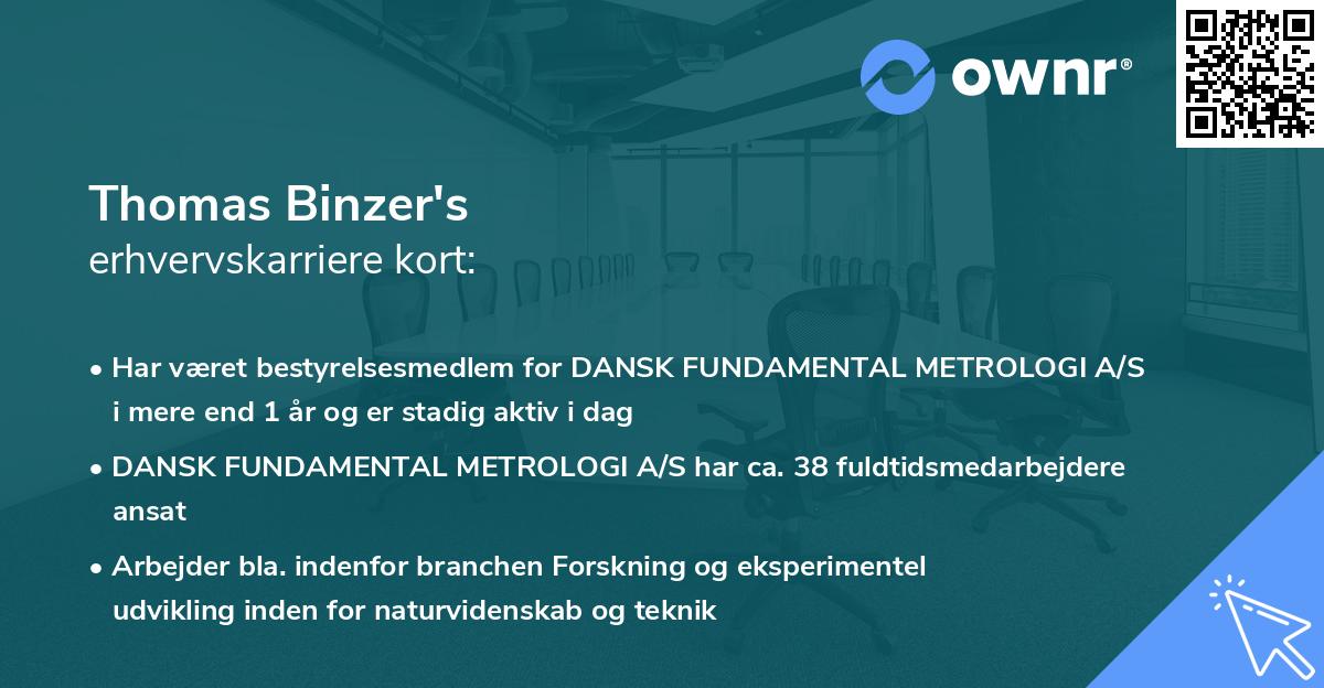 Thomas Binzer's erhvervskarriere kort