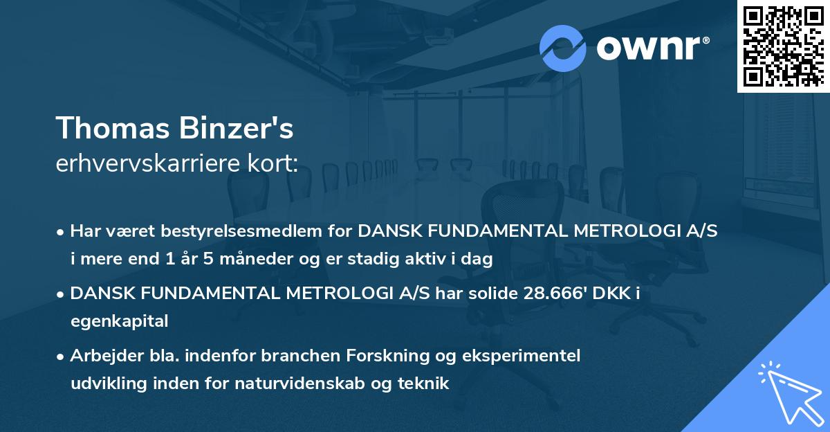 Thomas Binzer's erhvervskarriere kort